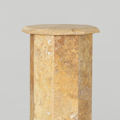 Set of Three Italian Travertine Octagonal Pedestals, Late 20th Century