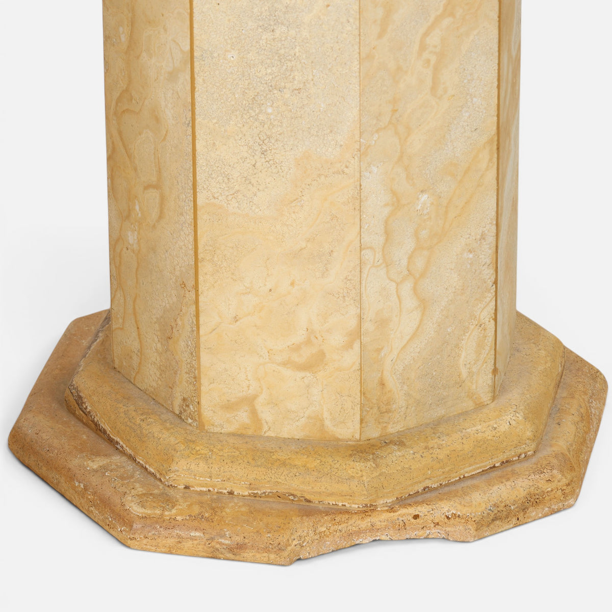 Set of Three Italian Travertine Octagonal Pedestals, Late 20th Century