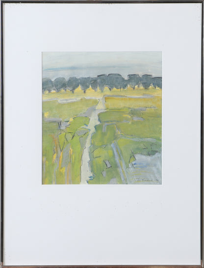 Iris Kronbeck Landscape with Trees, Signed Mixed Media, 1992