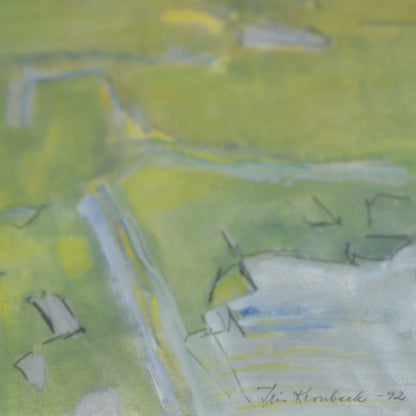 Iris Kronbeck Landscape with Trees, Signed Mixed Media, 1992