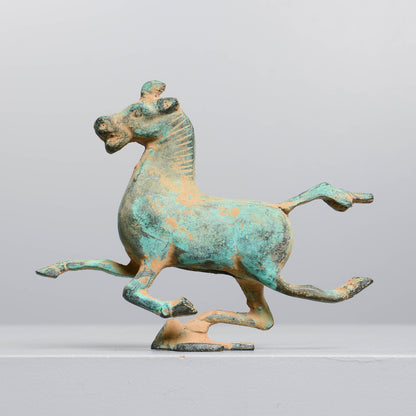 Chinese Patinated Bronze Flying Horse Sculpture