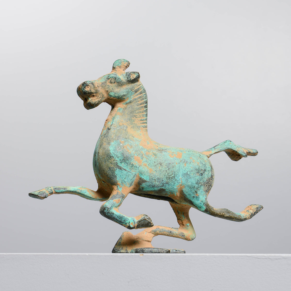 Chinese patinated bronze flying horse sculpture