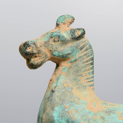 Chinese Patinated Bronze Flying Horse Sculpture