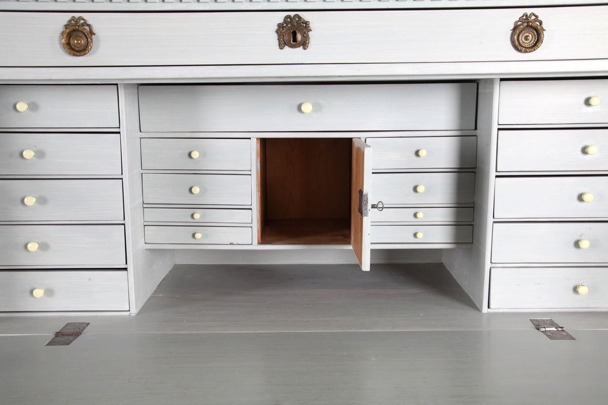 Gustavian Grey Painted Writing Bureau, Sweden, 18th Century