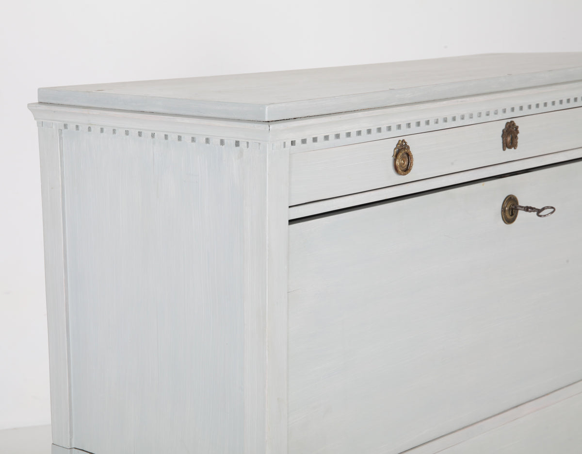 Gustavian Grey Painted Writing Bureau, Sweden, 18th Century