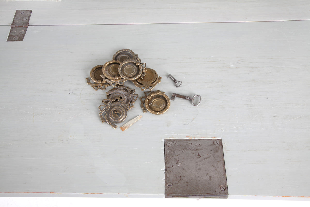Gustavian Grey Painted Writing Bureau, Sweden, 18th Century