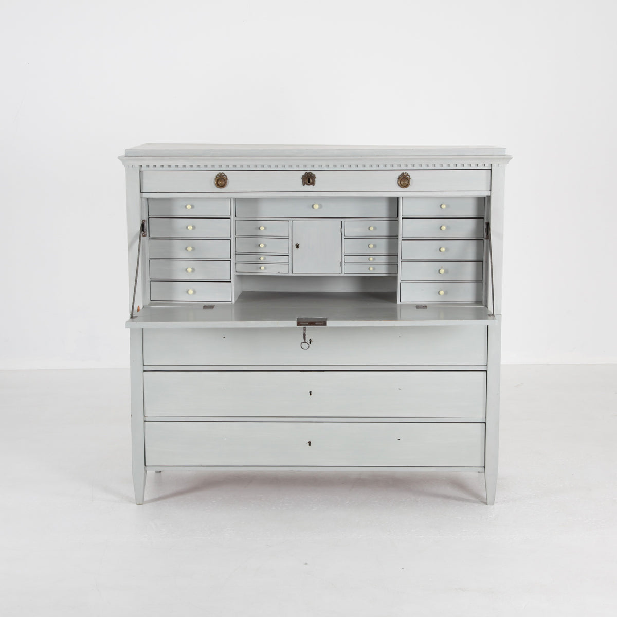 Gustavian grey painted writing bureau