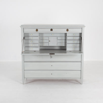 Gustavian grey painted writing bureau