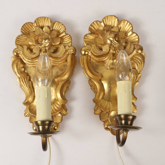 Pair of giltwood wall sconces