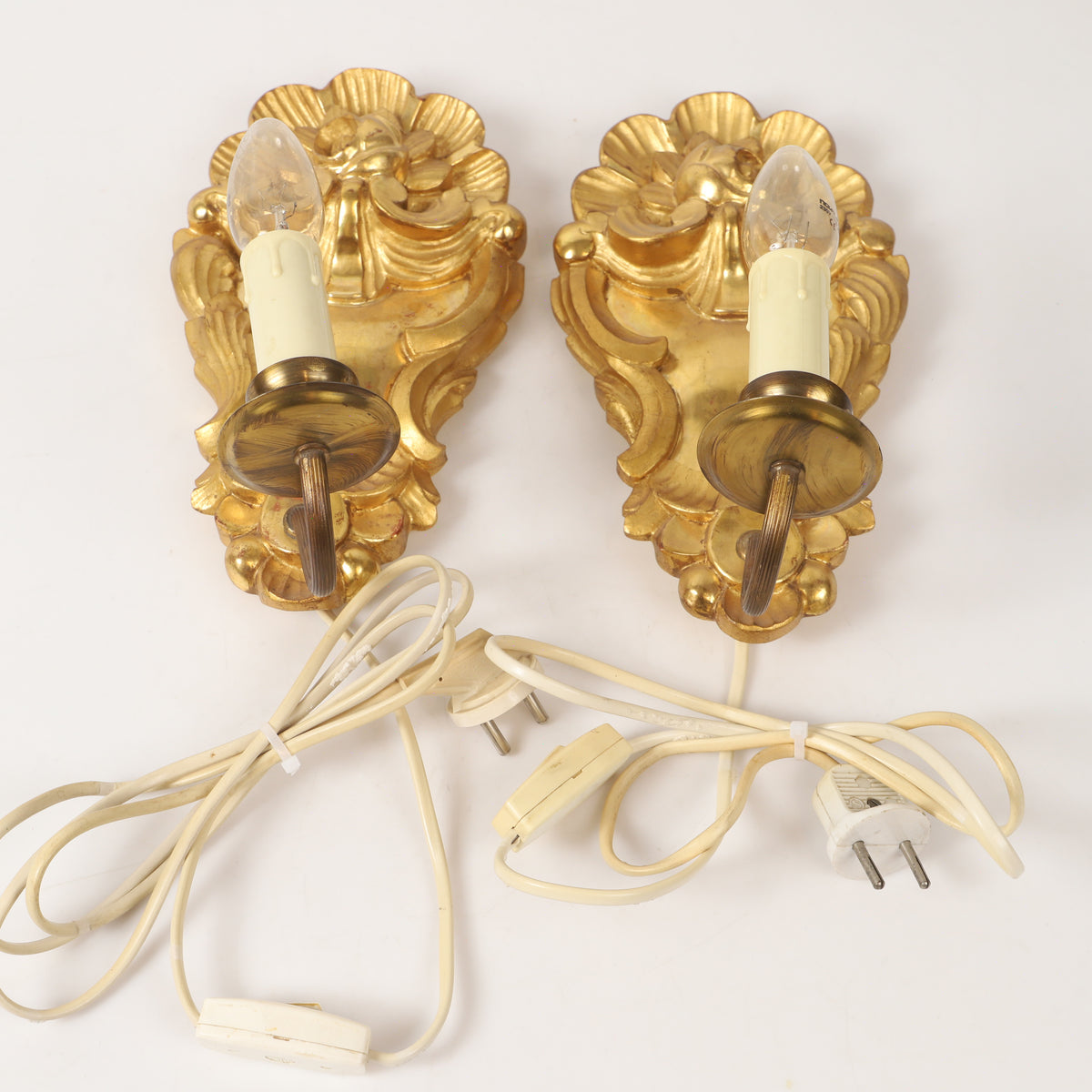 Pair of Giltwood Wall Sconces, 20th Century
