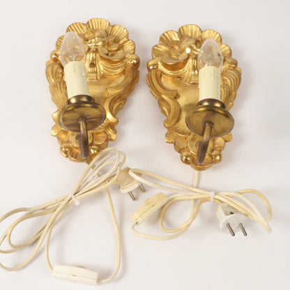 Pair of Giltwood Wall Sconces, 20th Century