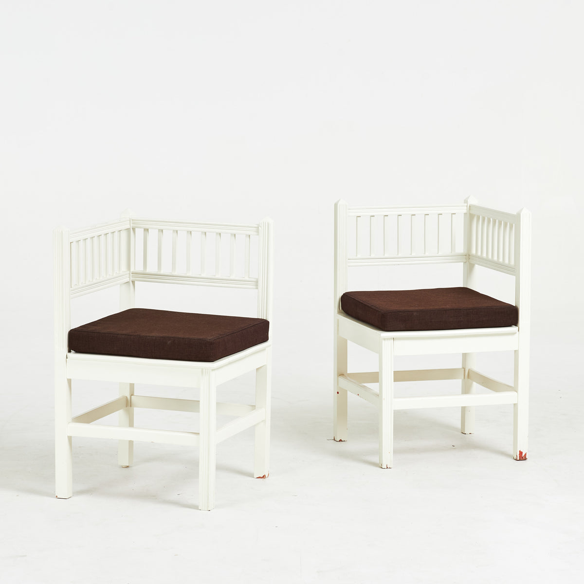 Pair of Swedish powder chairs with ribbed backs