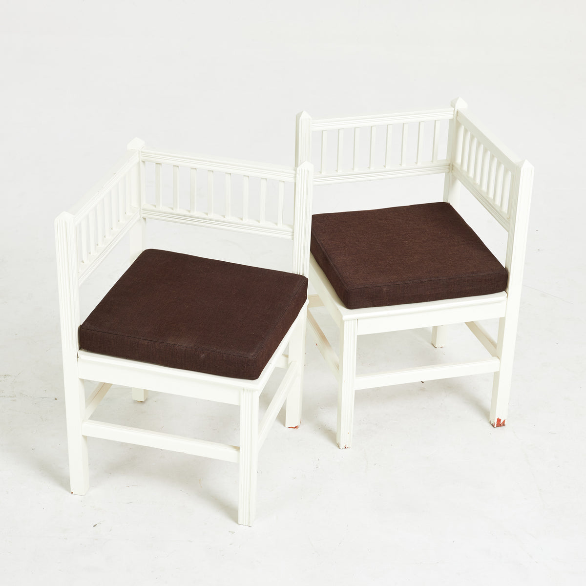 Pair of Swedish Powder Chairs with Ribbed Backs, Early 20th Century