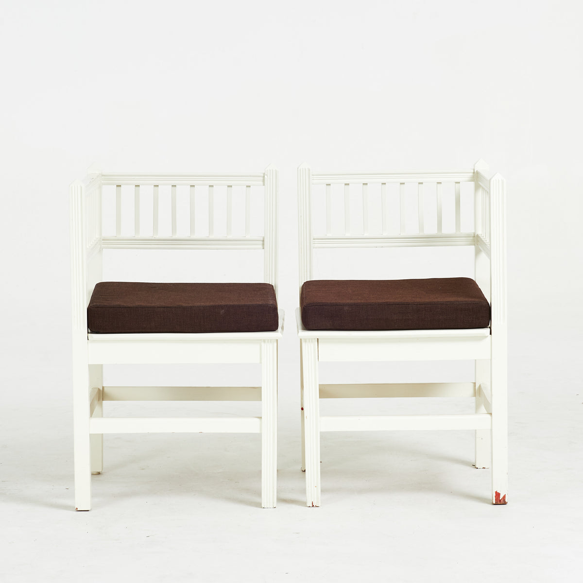 Pair of Swedish Powder Chairs with Ribbed Backs, Early 20th Century
