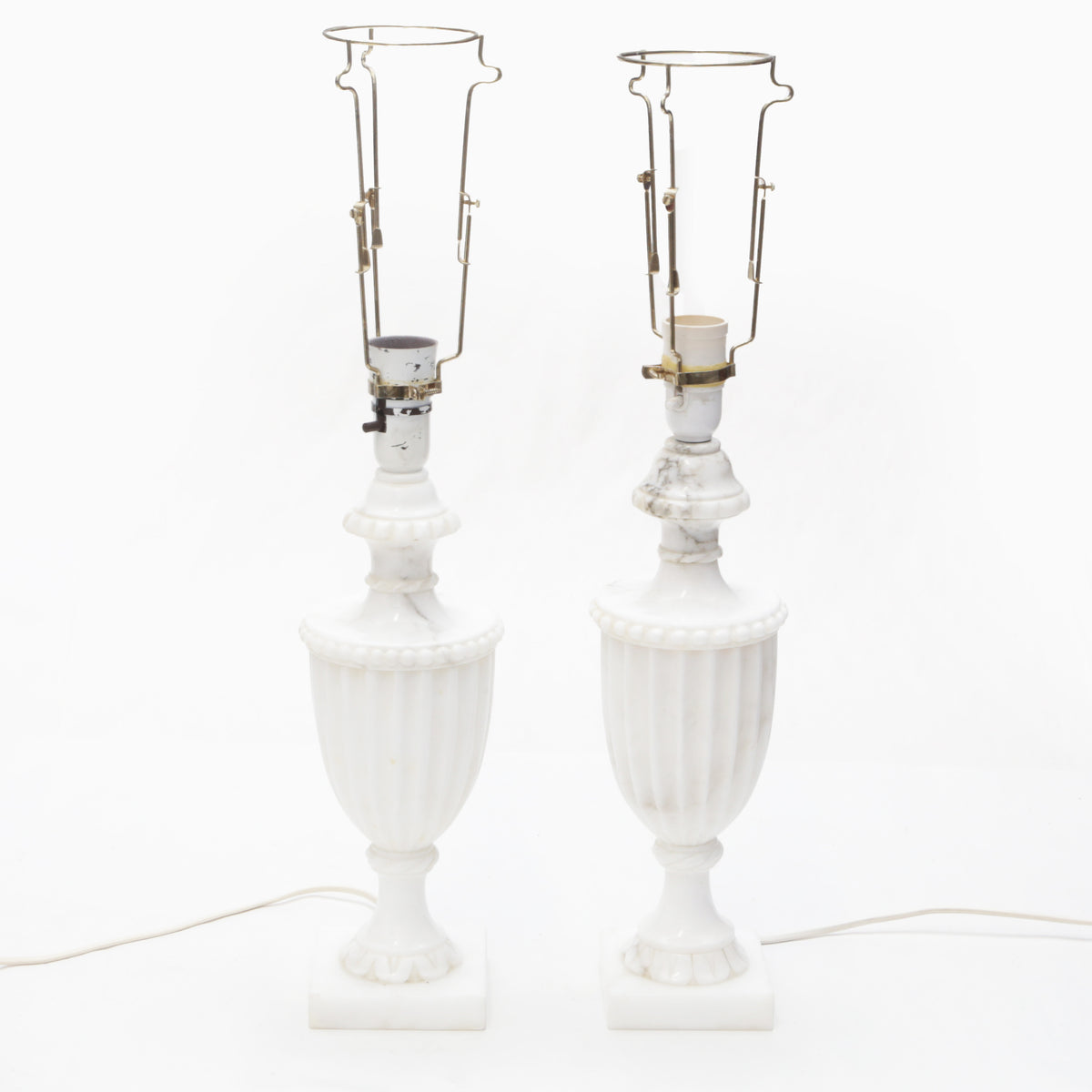 Pair of tall alabaster table lamps