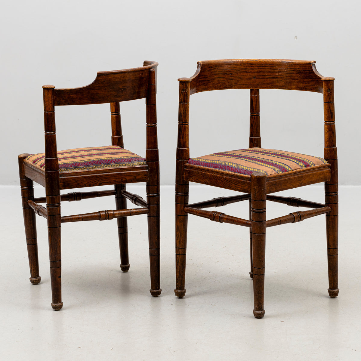 Pair of Swedish Oak Powder Chairs, circa 1900