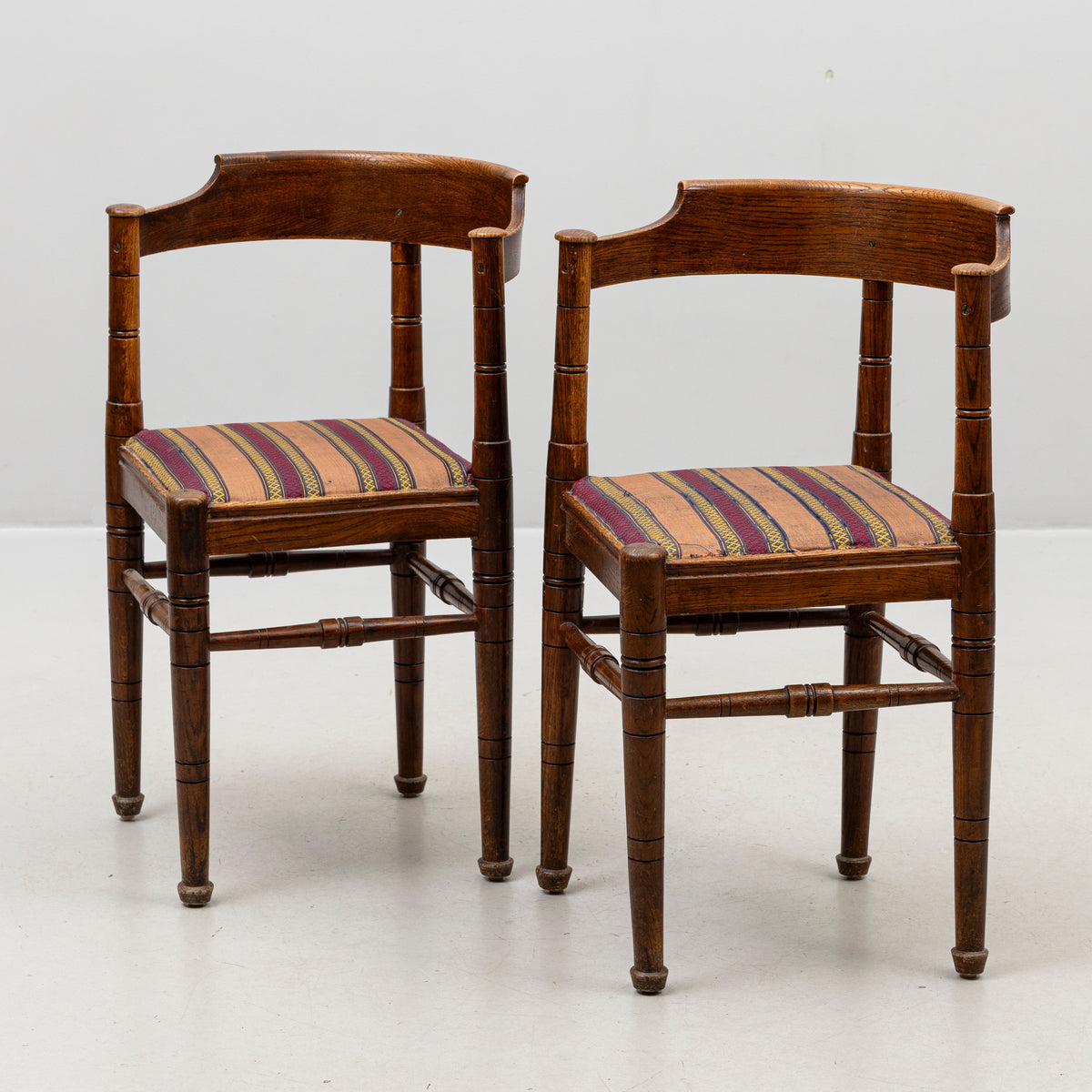 Pair of Swedish oak powder chairs