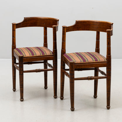 Pair of Swedish oak powder chairs