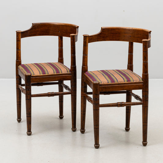 Pair of Swedish oak powder chairs