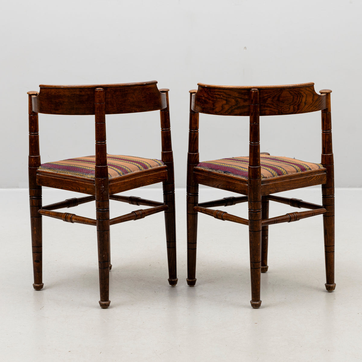 Pair of Swedish Oak Powder Chairs, circa 1900