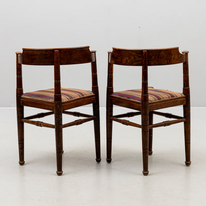 Pair of Swedish Oak Powder Chairs, circa 1900