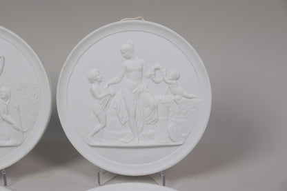 Set of Four Royal Copenhagen Bisque Porcelain Classical Wall Plaques