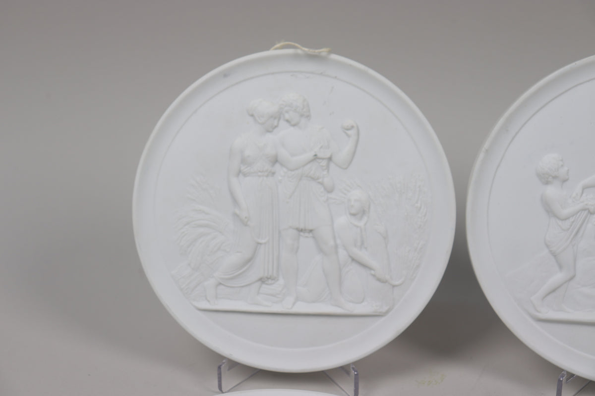 Set of Four Royal Copenhagen Bisque Porcelain Classical Wall Plaques