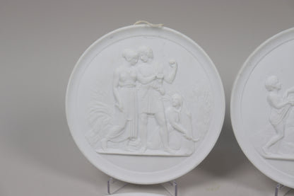 Set of Four Royal Copenhagen Bisque Porcelain Classical Wall Plaques