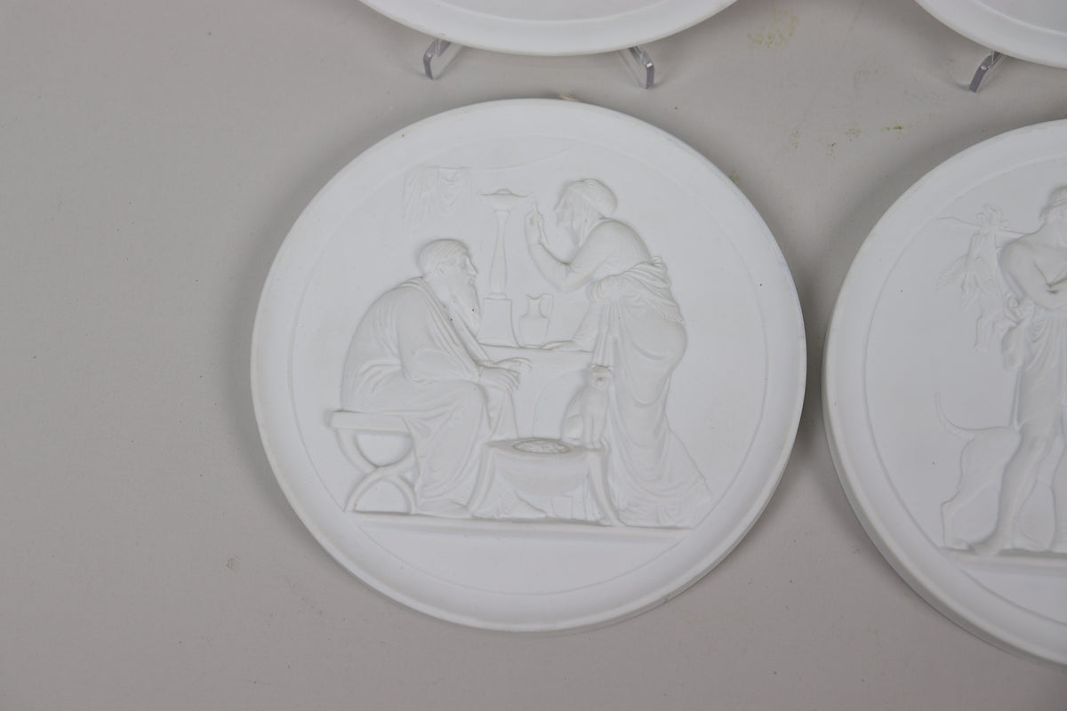Set of Four Royal Copenhagen Bisque Porcelain Classical Wall Plaques