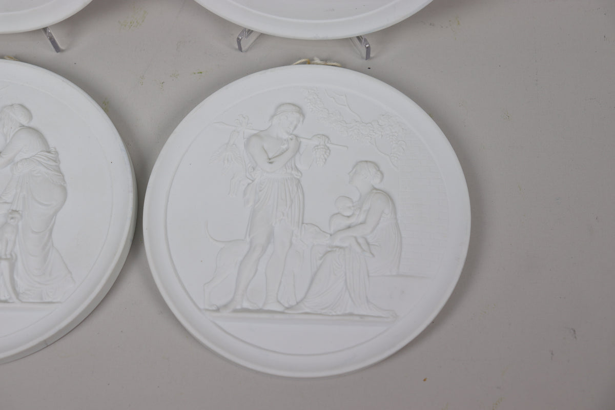 Set of Four Royal Copenhagen Bisque Porcelain Classical Wall Plaques