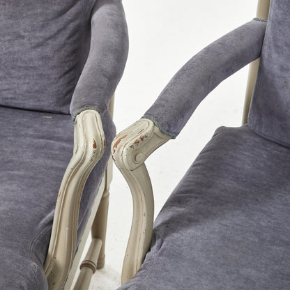 Pair of Gustavian Style Gripsholm Armchairs, Grey Painted