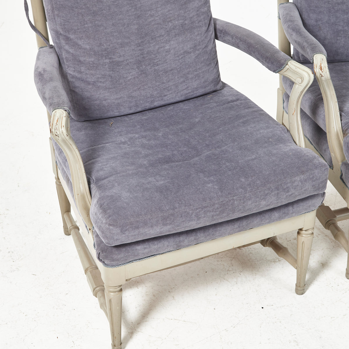 Pair of Gustavian Style Gripsholm Armchairs, Grey Painted