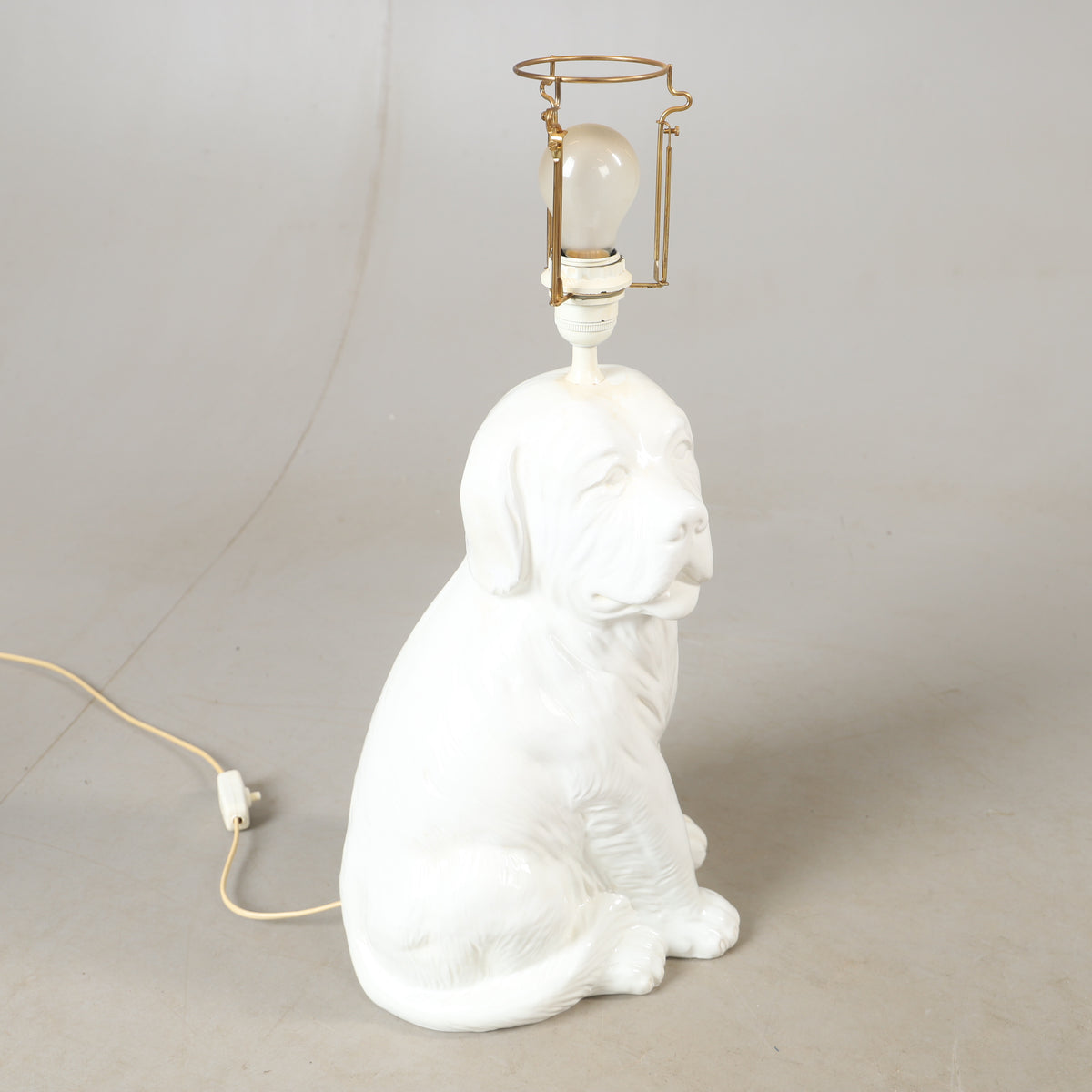 Pair of Porcelain Dog Table Lamps, Late 20th Century