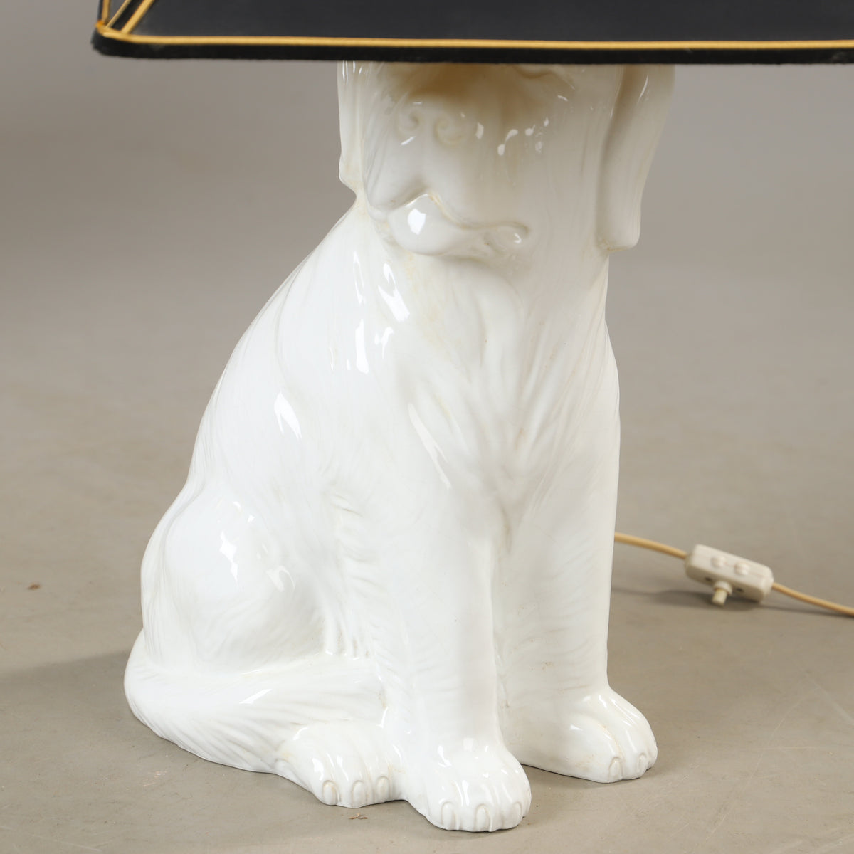Pair of Porcelain Dog Table Lamps, Late 20th Century
