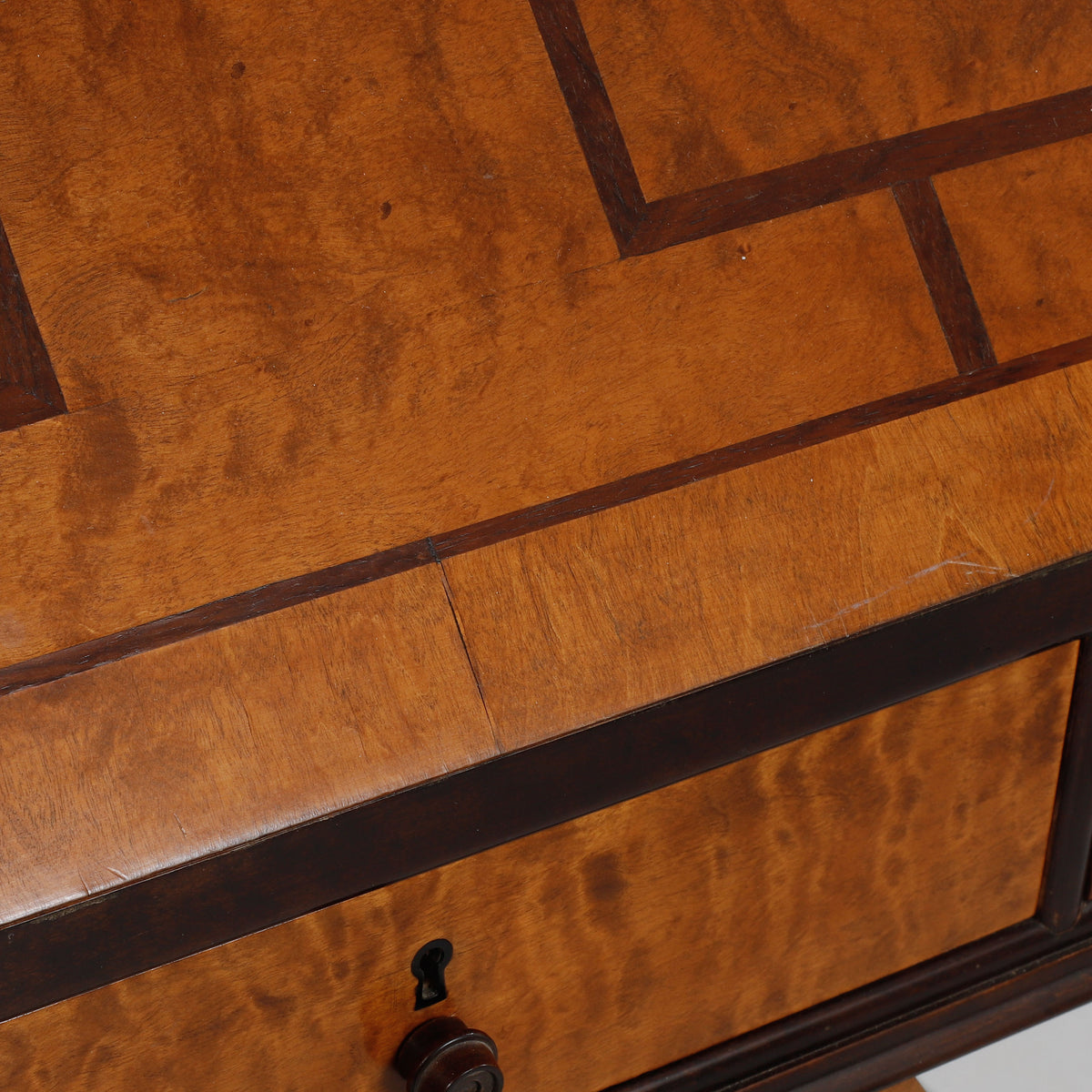 Swedish Grace Birch Slant-Front Secretary with Marquetry, 1920s