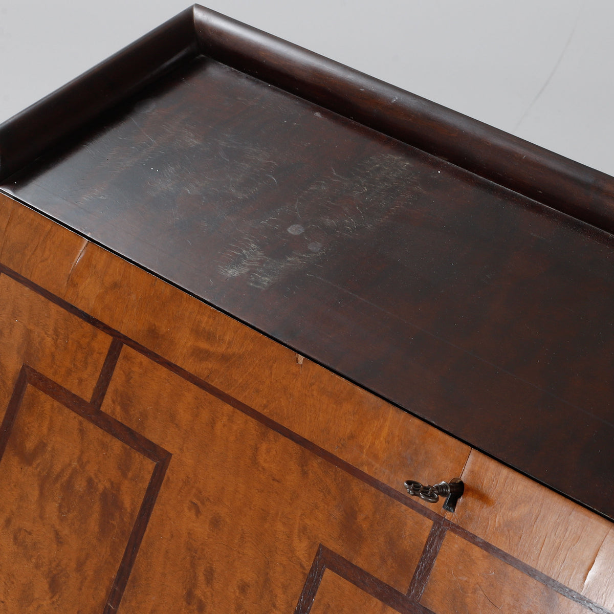 Swedish Grace Birch Slant-Front Secretary with Marquetry, 1920s