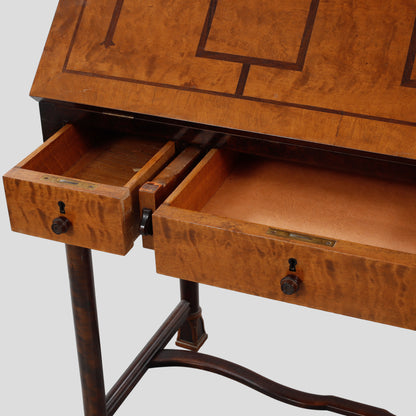 Swedish Grace Birch Slant-Front Secretary with Marquetry, 1920s