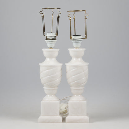 Pair of Alabaster Table Lamps, Late 20th Century