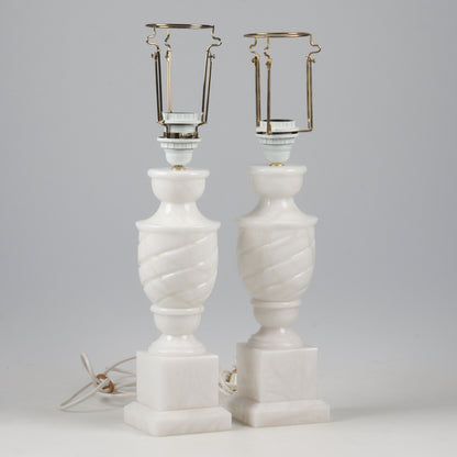 Pair of alabaster table lamps