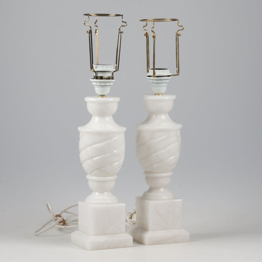 Pair of alabaster table lamps