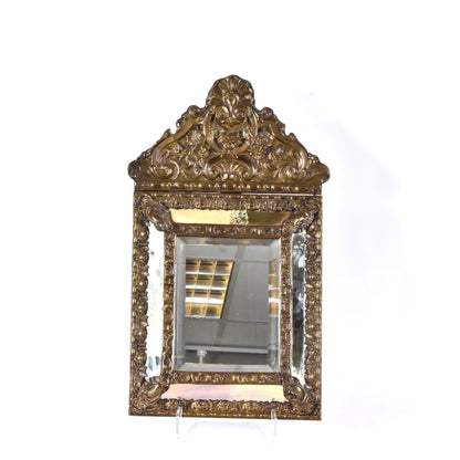 Brass-clad wooden wall mirror