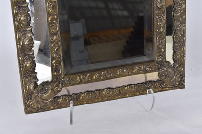 Brass-Clad Wooden Wall Mirror, 19th Century