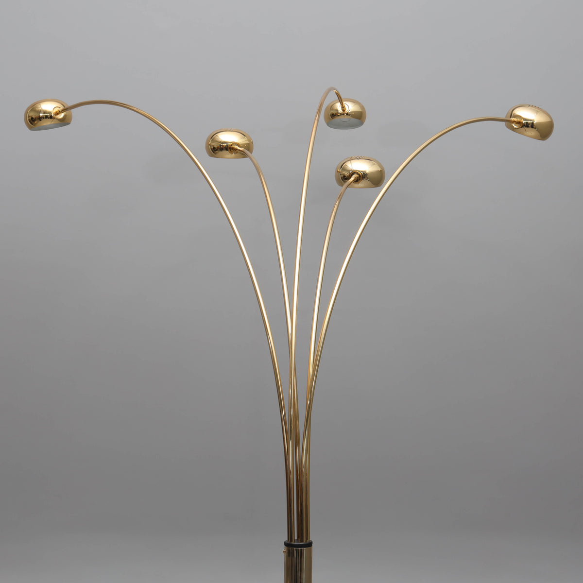 Five-Light Metal and Marble Arc Floor Lamp, 1980s