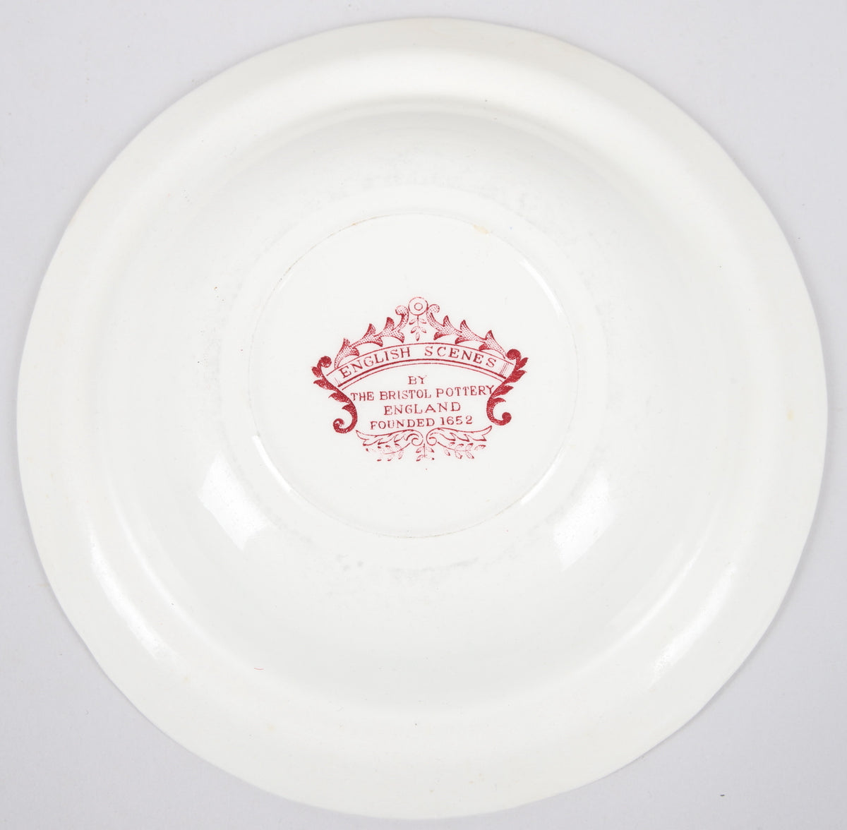 Set of 11 Bristol Pottery "English Scenes" Dessert Bowls, 20th Century