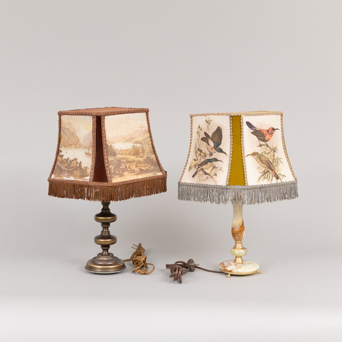 Pair of Metal and Marble Table Lamps, Late 20th Century