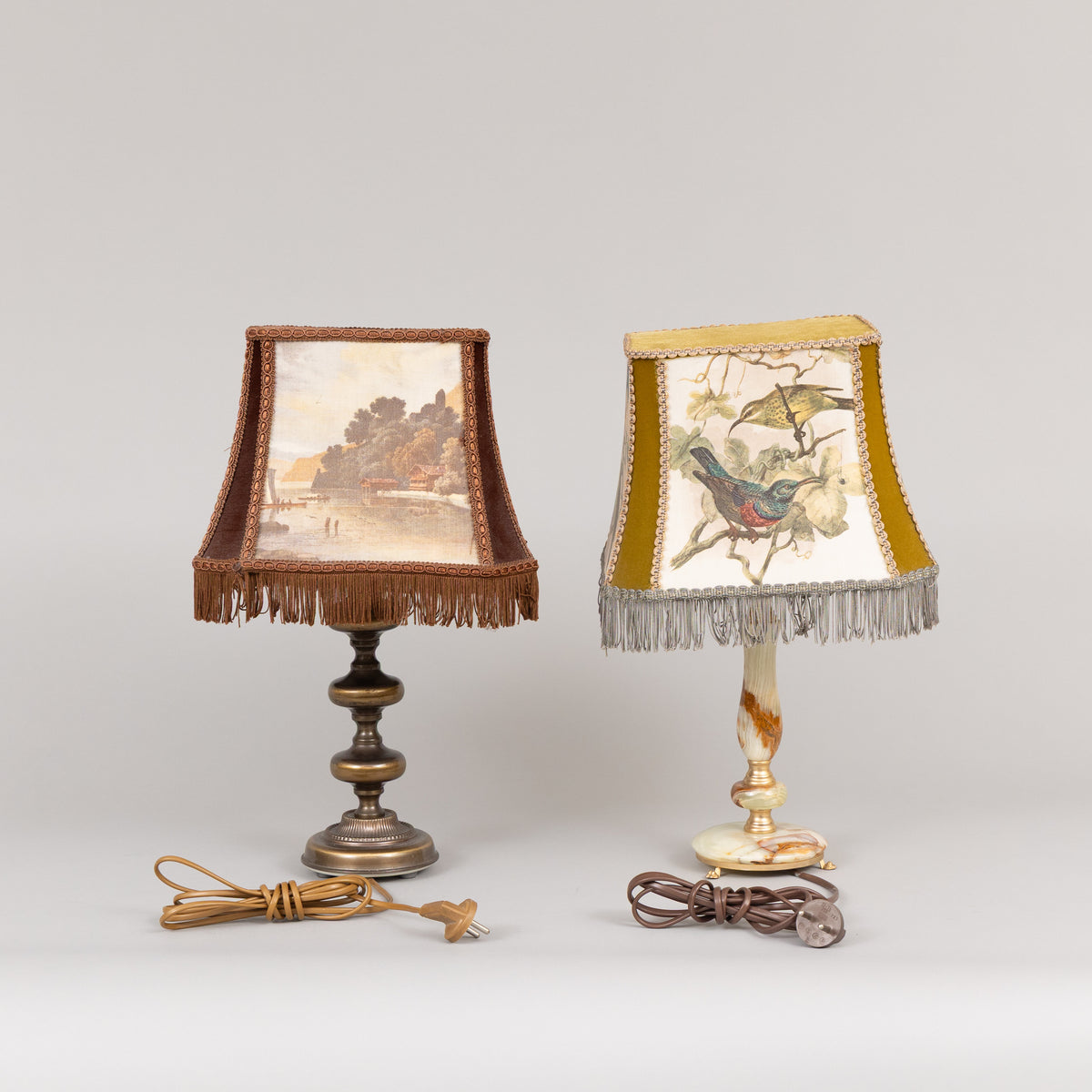 Pair of Metal and Marble Table Lamps, Late 20th Century