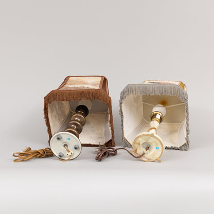 Pair of Metal and Marble Table Lamps, Late 20th Century