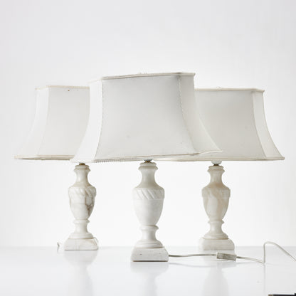 Set of three alabaster table lamps