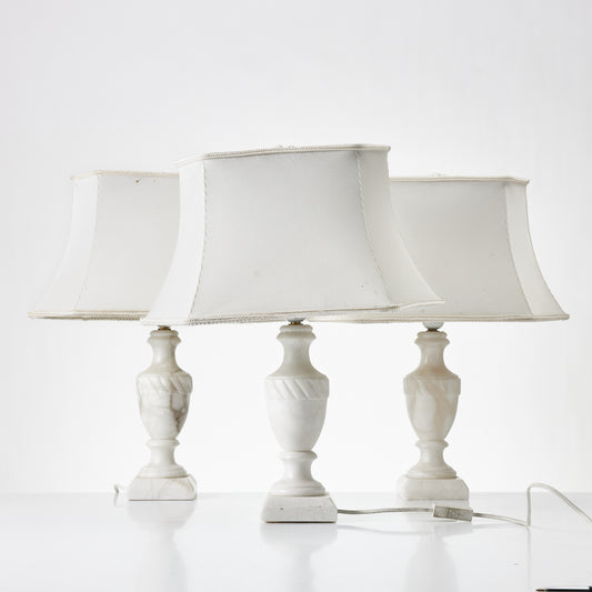 Set of three alabaster table lamps