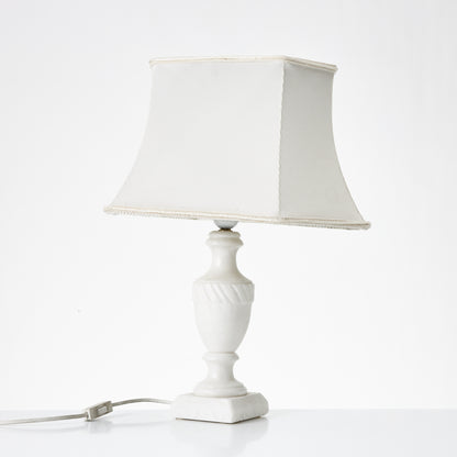 Set of Three Alabaster Table Lamps with Linen Shades
